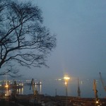  Отдых в Находке Приморский край, фото 26.03.14  весна  вечер  деревья  море  порт  находка  небо  корабли  sea  self  